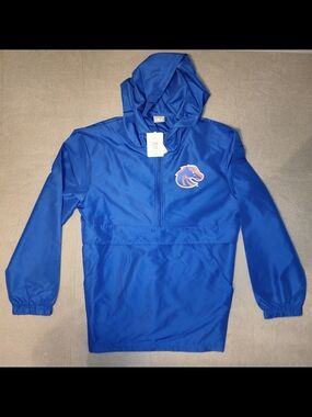 CSA Boise State Broncos Half Zip Pull Over Windbreaker Jacket, New, M, Blue NCAA